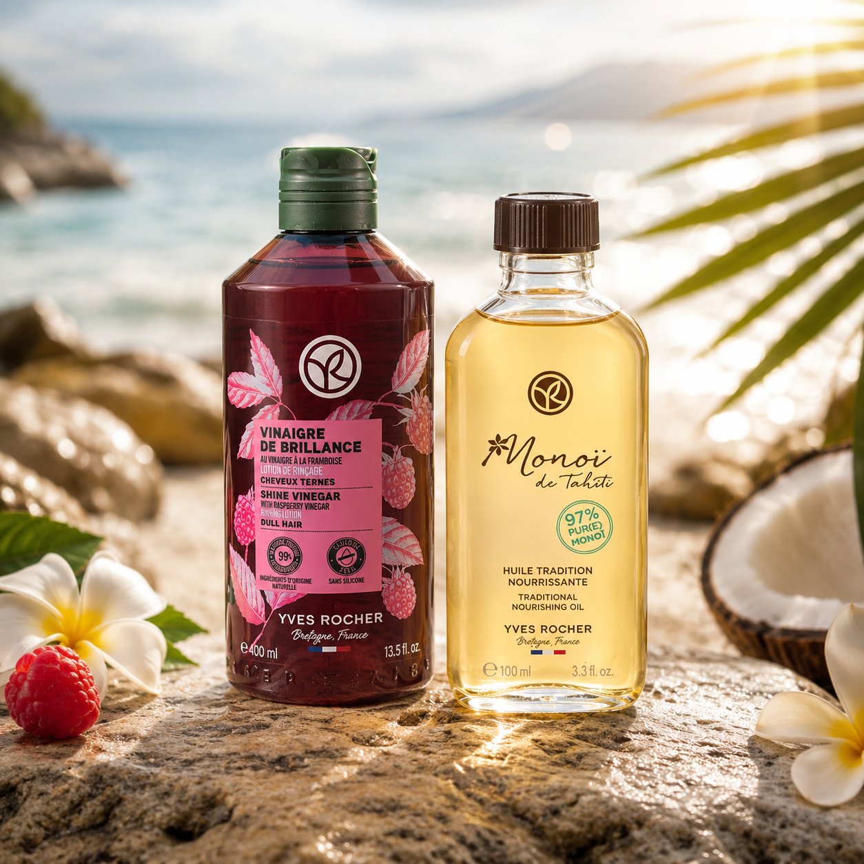 Pétale Monoï Tradition Duo — Hair Shine Vinegar and Monoï Huile Tradition 97% set