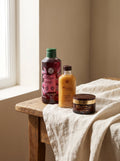The Riche Ritual — Hair Shine Vinegar, Pearly Oil Monoï and the Riche day cream in window light